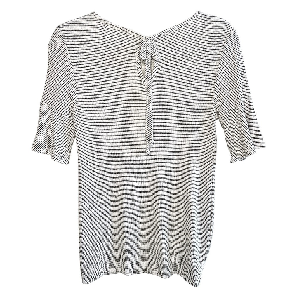 LC Lauren Conrad Striped Twist-Front Ruffle Sleeve Top XS Oversized Boho Career - Picture 2 of 16